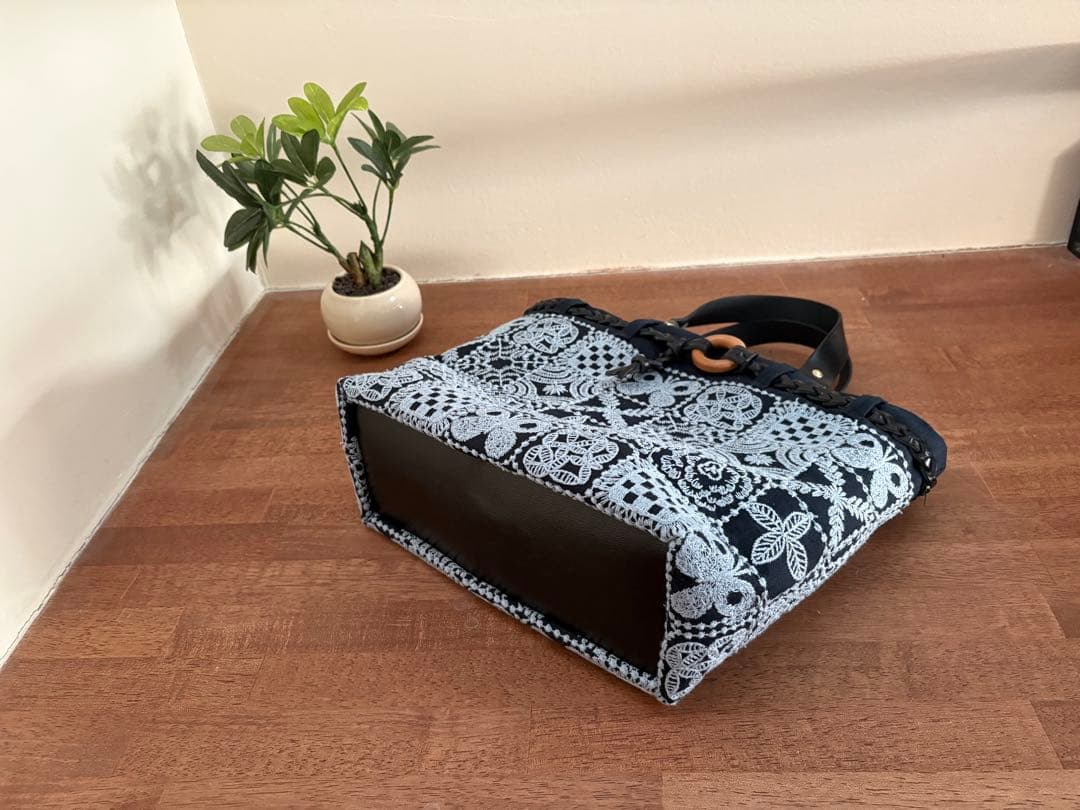 【ぽんぽこりん様】木工リング飾りバッグ＋ショルダー