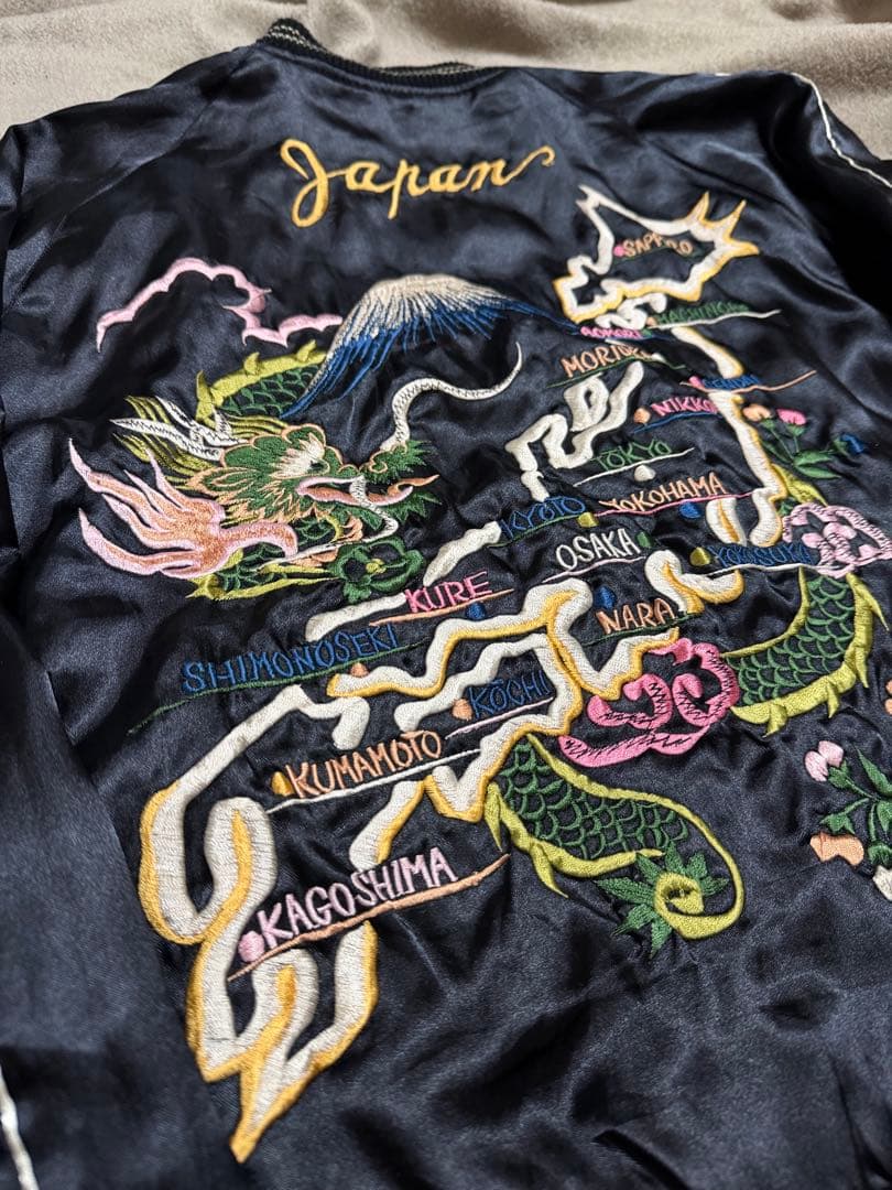 ２面用 テーラー東洋 龍 富士山 地図 日本限定 スカジャン vintage