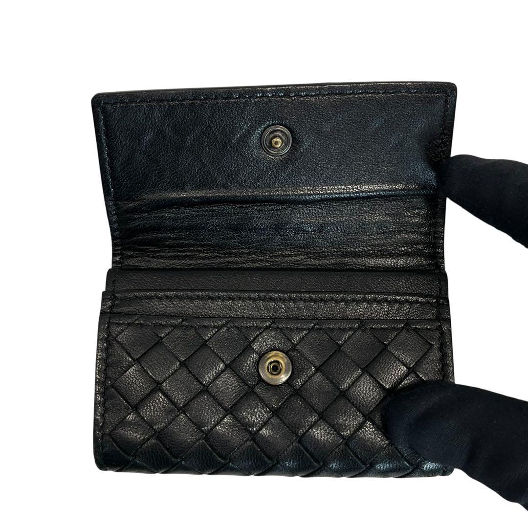 極美✨ボッテガヴェネタ ケース イントレチャート レザー ブラック 黒