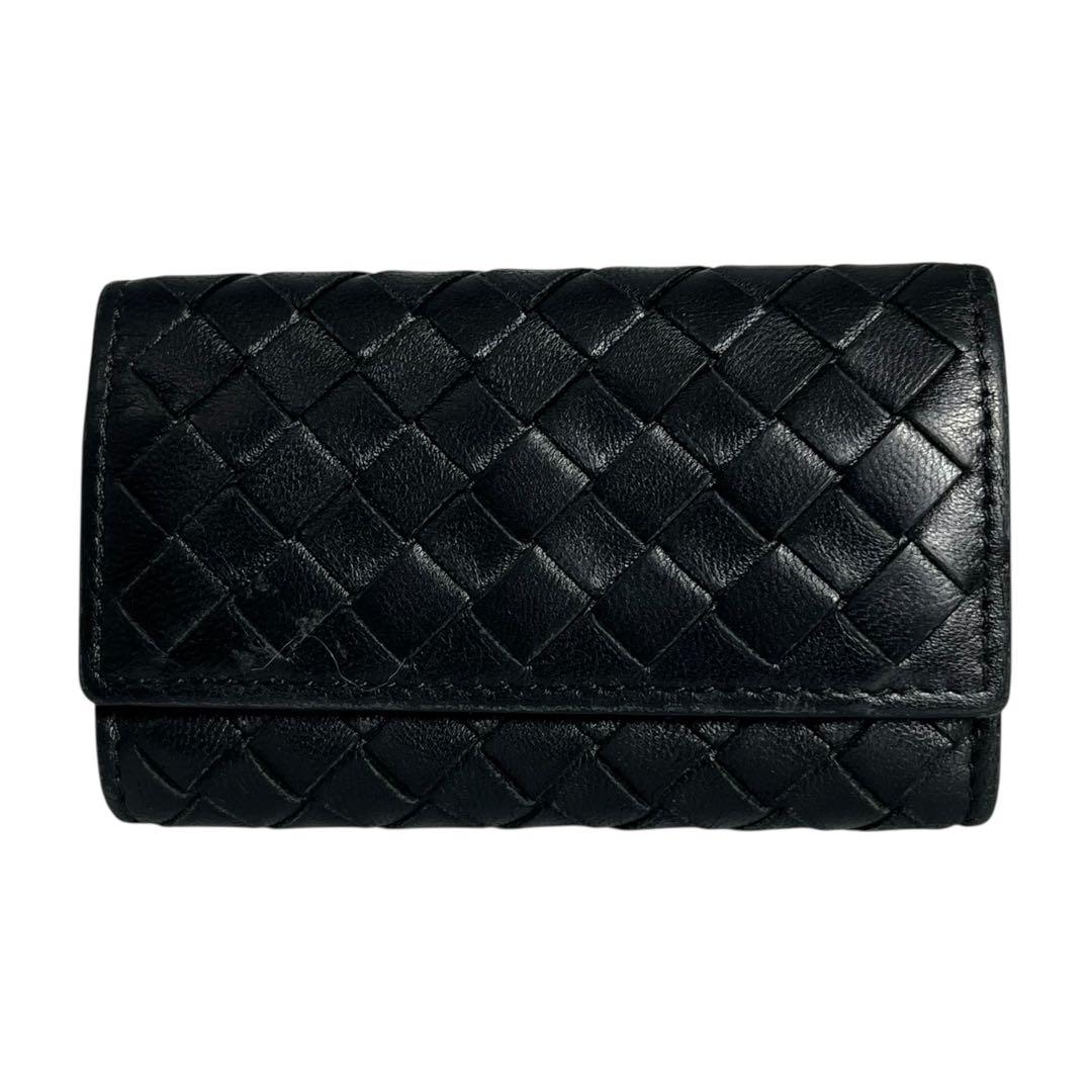 極美✨ボッテガヴェネタ ケース イントレチャート レザー ブラック 黒