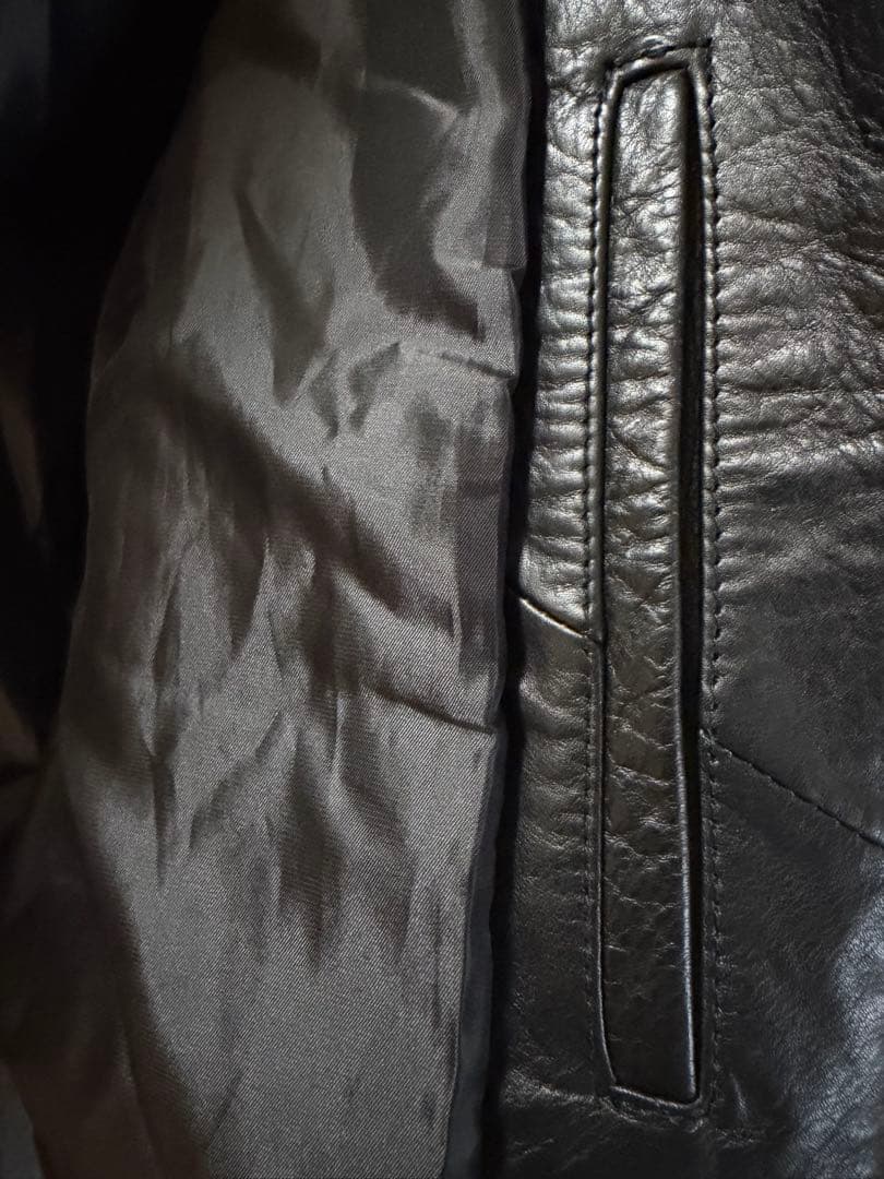 ブラックレザー シングルライダースジャケット