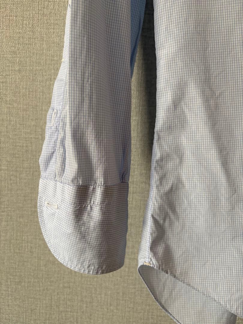 イングレーゼ　ドレスシャツ　白×サックス　チェック　３７　シャロン購入