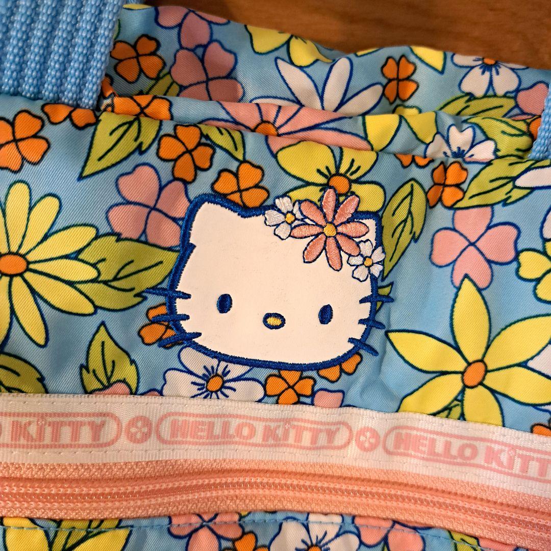 ハローキティ　花柄ボストンバッグ　ポケット　平成レトロ　ヴィンテージ