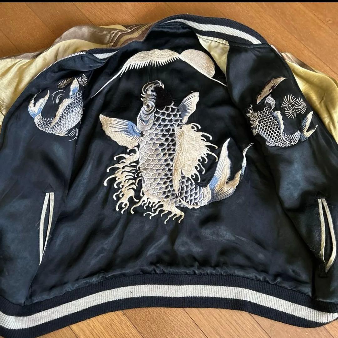 スカジャン リバーシブル　鯉　一寸法師　S 和柄 スーベニア 刺繍