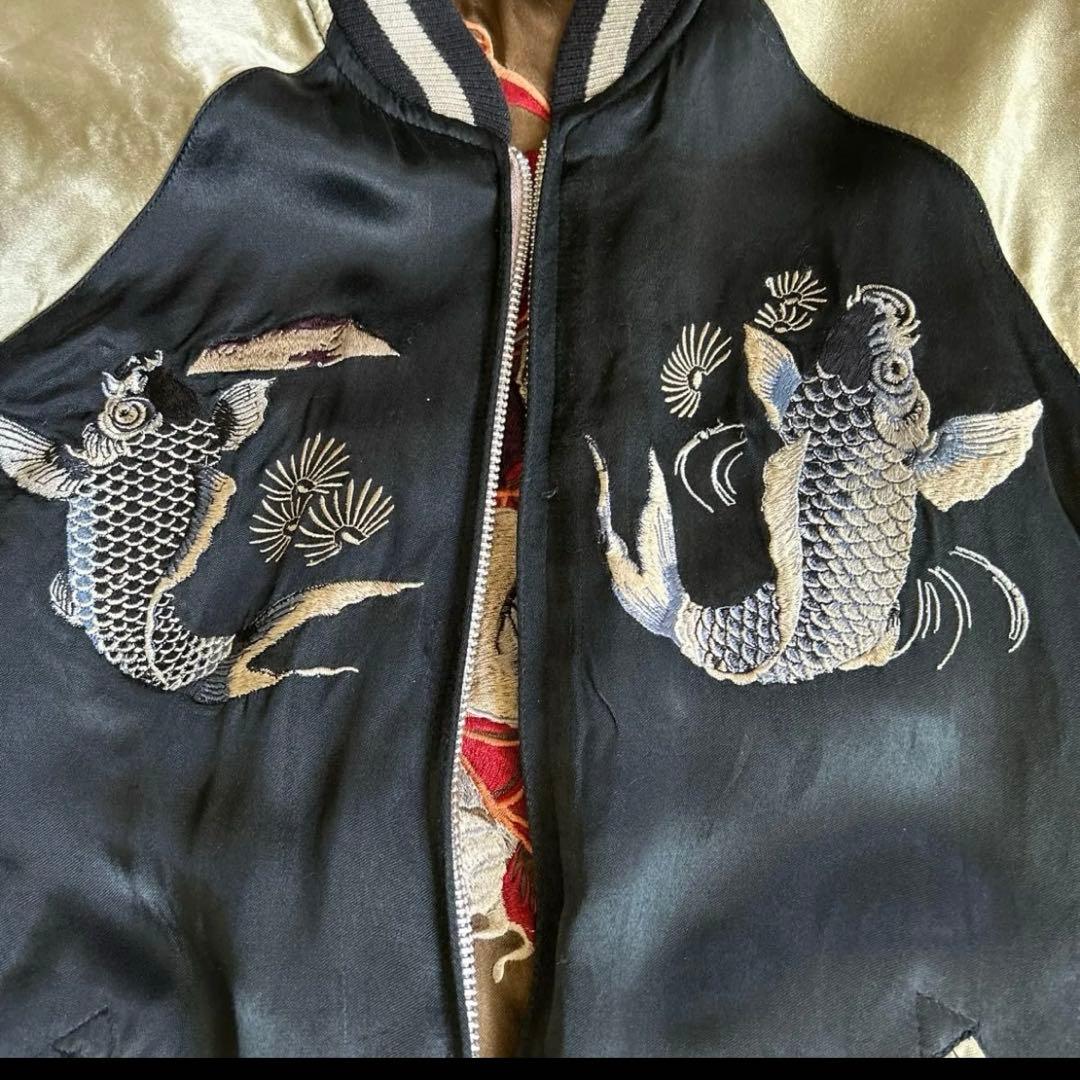 スカジャン リバーシブル　鯉　一寸法師　S 和柄 スーベニア 刺繍