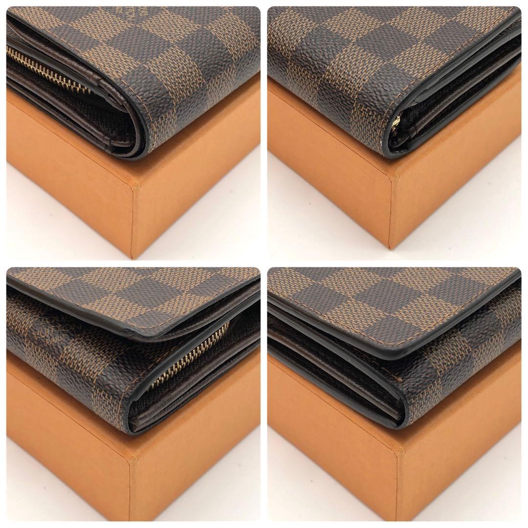 【新型】ルイヴィトン ダミエ エベヌ トレゾール 二つ折り財布 ブラウン