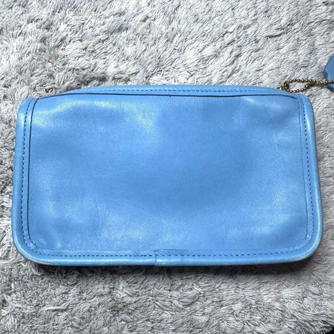COACH コーチ オールドコーチ ポーチ 小物入れ 本革 レザー ブルー