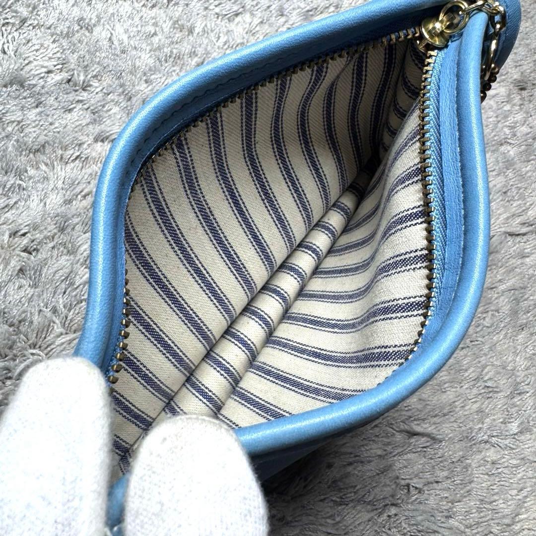 COACH コーチ オールドコーチ ポーチ 小物入れ 本革 レザー ブルー