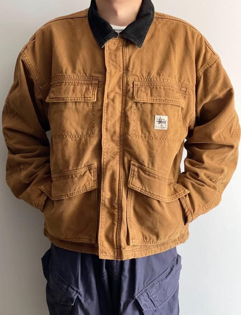 ジャケット・アウター stussy washed canvas shop jacket