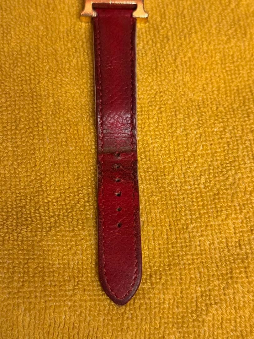 エルメス Hウォッチ ゴールド レッド ステンレススチール レザー