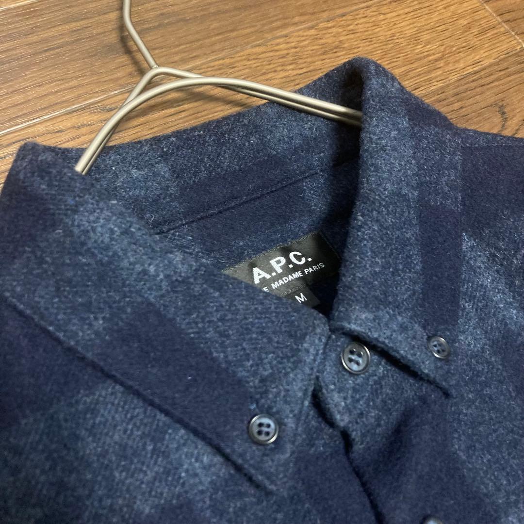 A.P.C アーペーセー　ウール　ネルシャツ　チェックシャツ　ウールネル　M