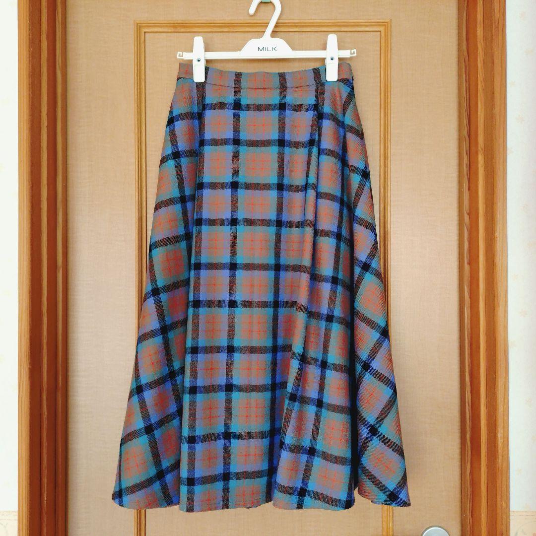 ジ*き様 ジェーンマープル 2025AW タータンチェックフレアスカート ブリッ