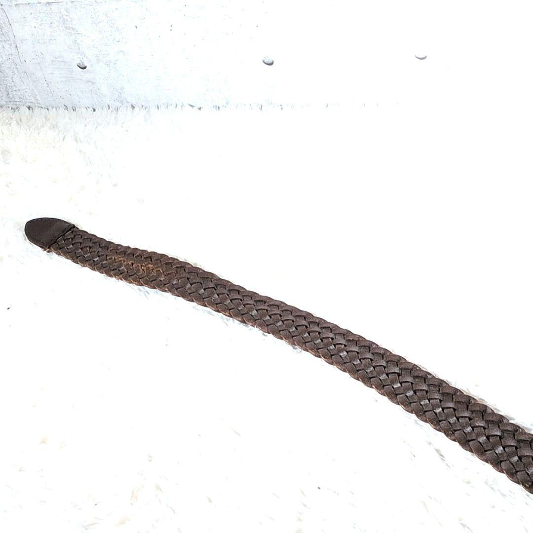 【美品 34インチ】ポロラルフローレン　メッシュ　ベルト　レザー　ビジネス　焦茶