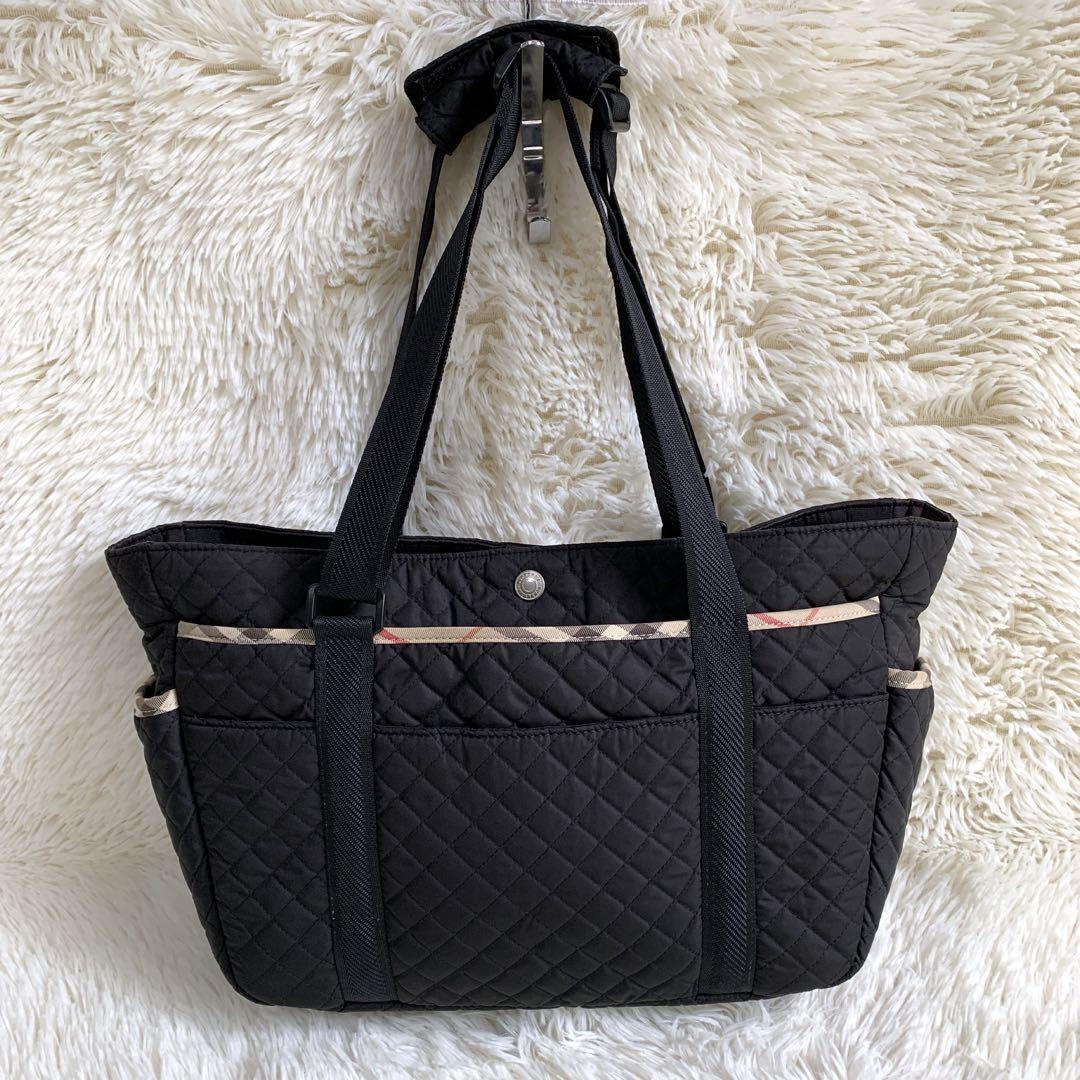 KIKI　バーバリーロンドン・トートバッグ・キルティング・A4・黒