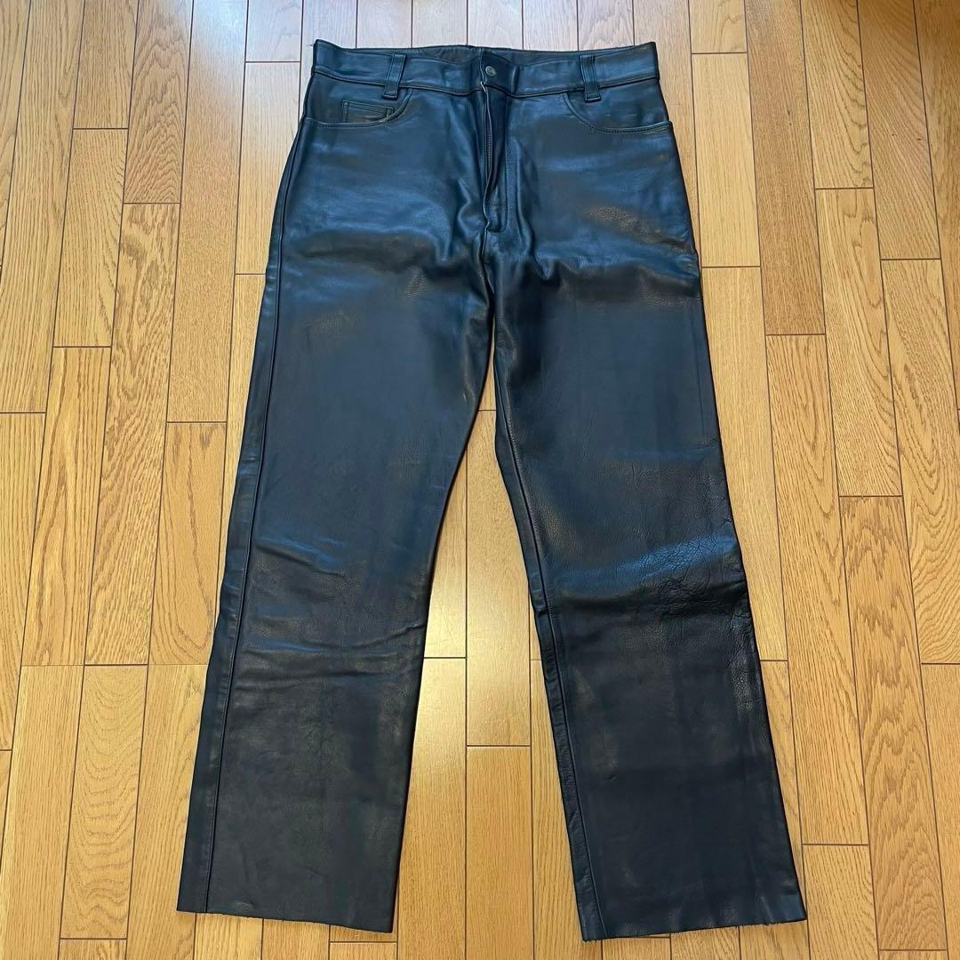 【Jkon 】B's Leather 牛革パンツ　革パン　XL ブラック