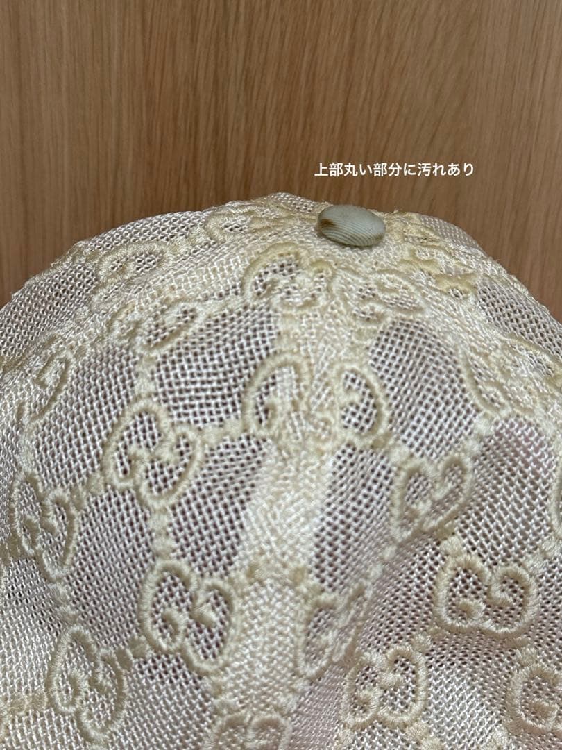 GUCCI レース キャップ S 上品 GG ロゴ ベージュ 帽子