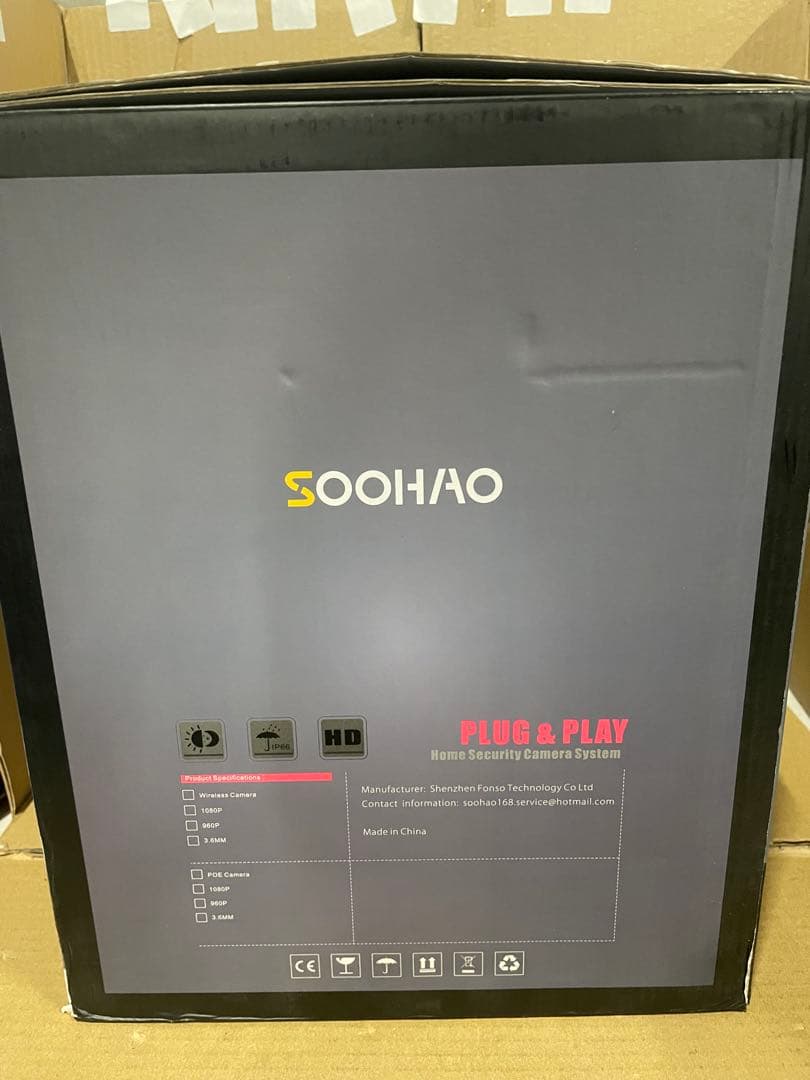 SOOHAO 防犯カメラ poe給電 poeカメラ8台+録画機+4TB HDD