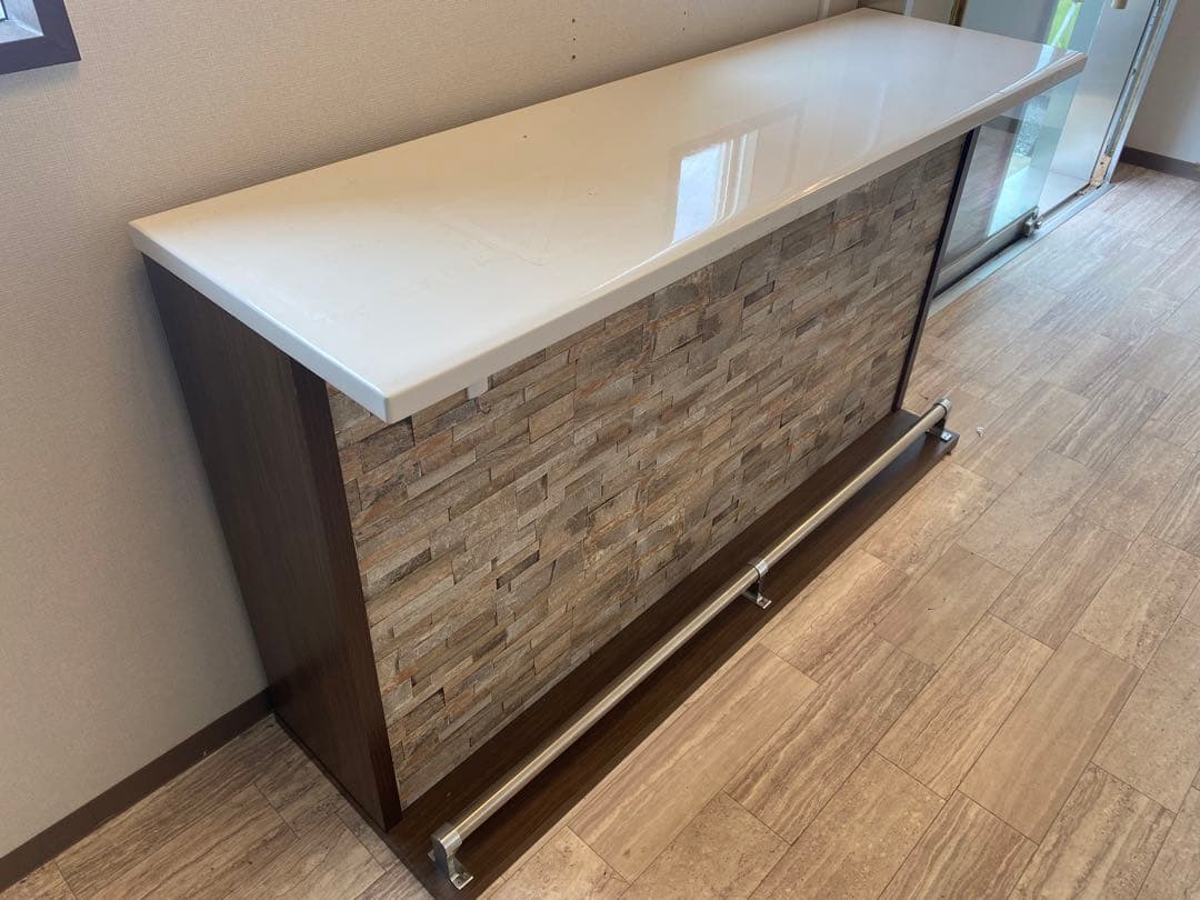 カウンターテーブル ホワイト ストーン調