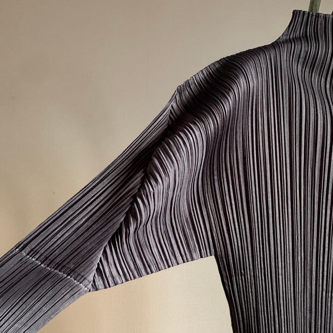 【極美品】PLEATS PLEASE プリーツ　モックネック　3 グレー系　長袖