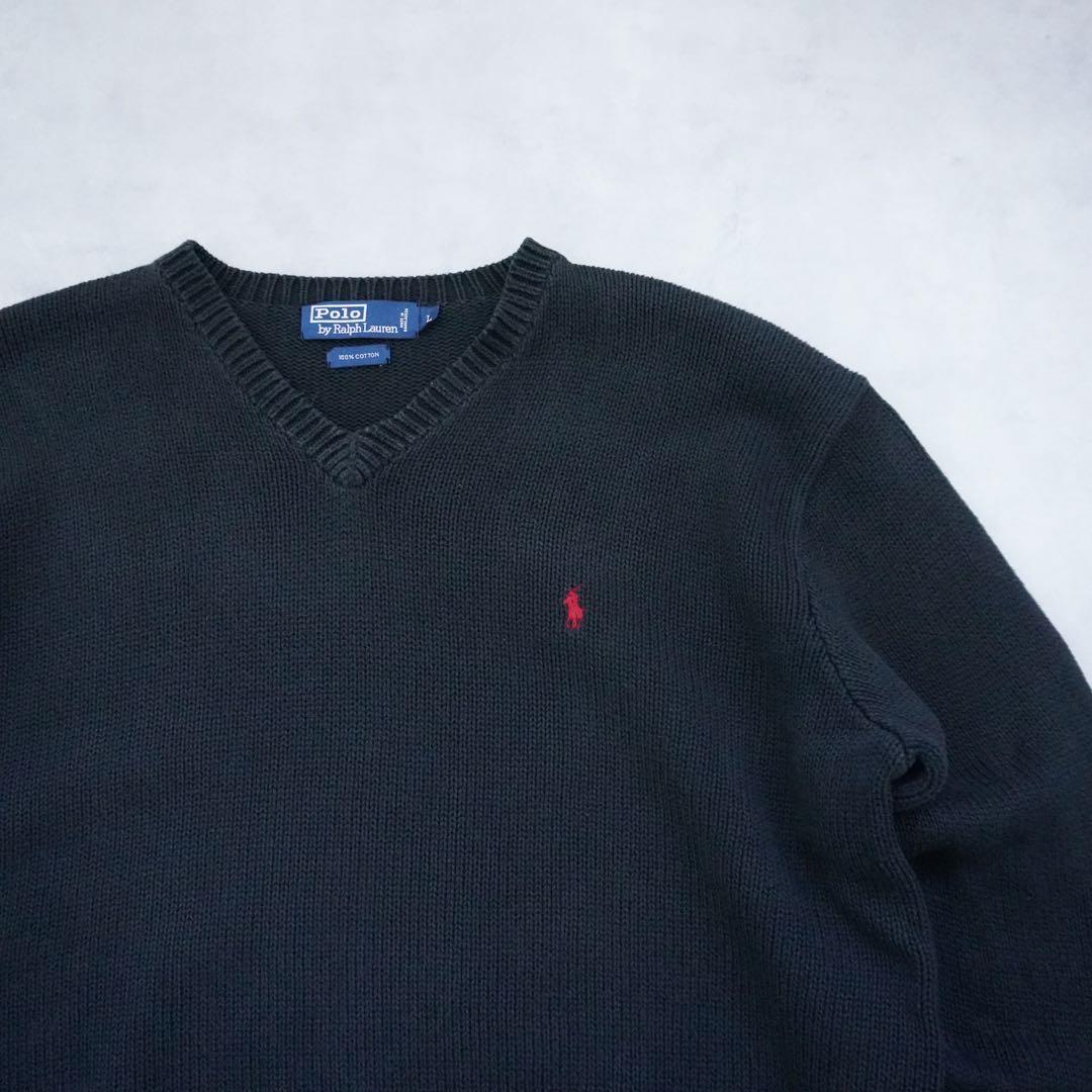 【90s〜】poloralphlauren ラルフローレンVネックコットンニット
