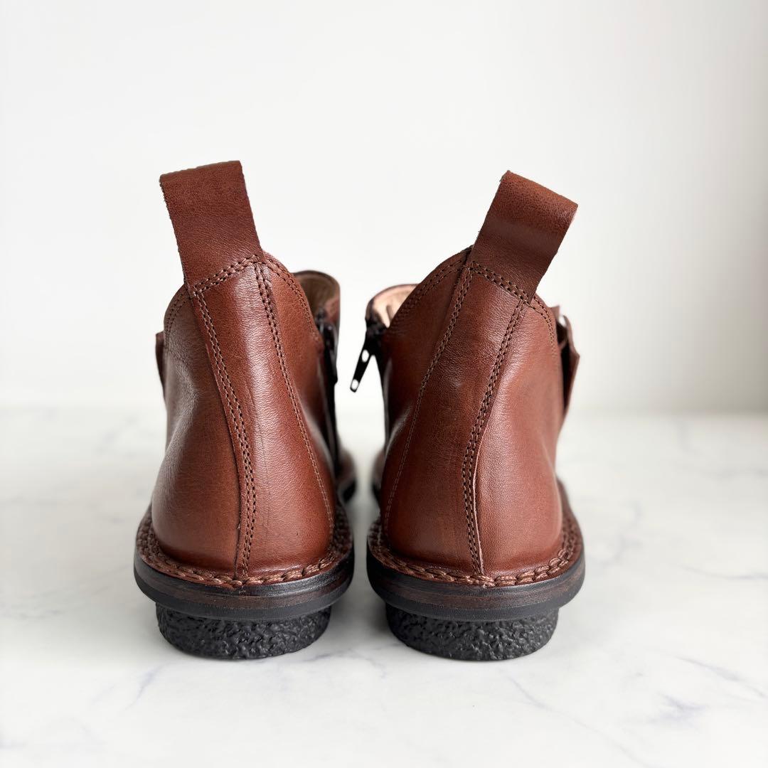 極美品 トリッペン キンキー ショートブーツ サイドゴア レザー ブラウン