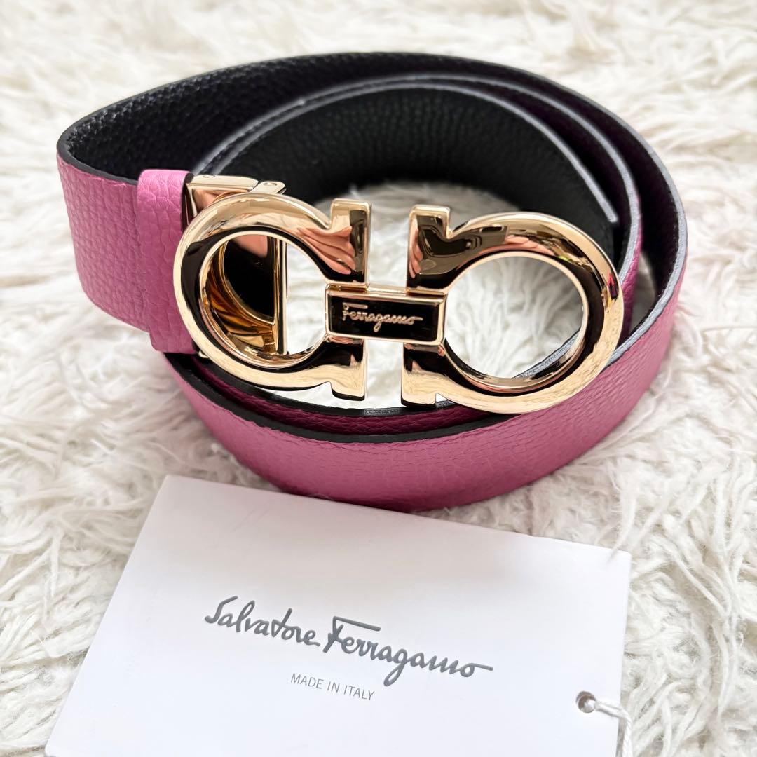 未使用級　フェラガモ　ダブルガンチーニ　ベルト　ビッグバックル　リバーシブル