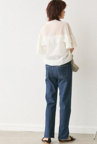 リヴドロワ　モン　ストレッチスリットデニム　【38:Mサイズ】　ネイビー