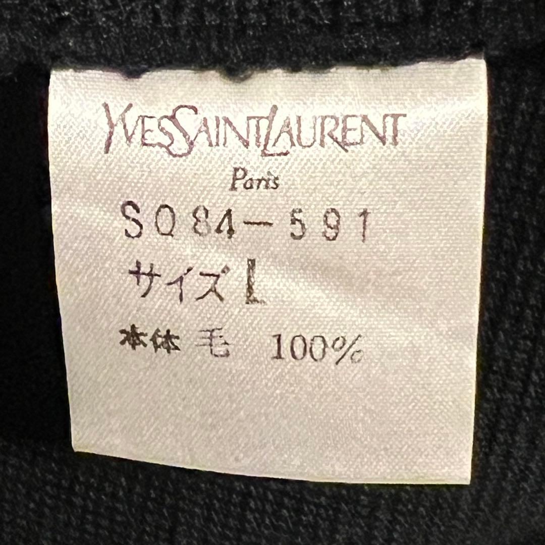 イブサンローラン ブラック ワンピース ウール L 金ボタン 膝丈