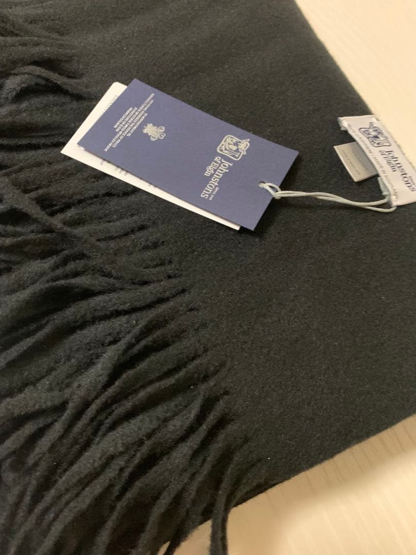 ジョンストンズ 大判 マフラー カシミヤ　ストール ブラック　未使用