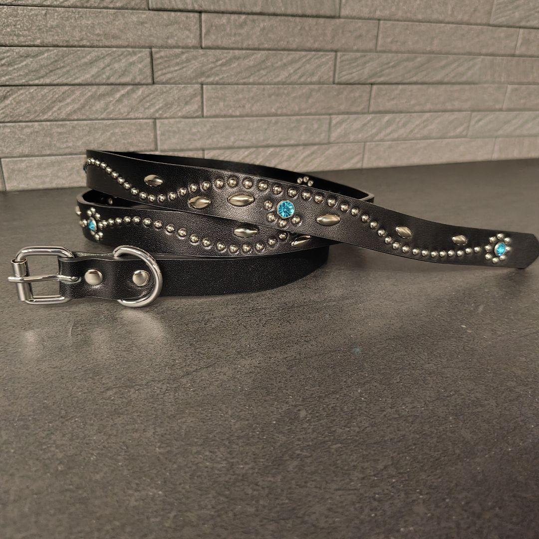 フルスタッズ本革レザーナローベルト！青水色アクアマリン