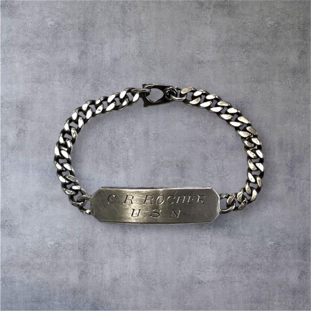 50'S アメリカ軍 USN刻印 ミリタリー IDブレスレット