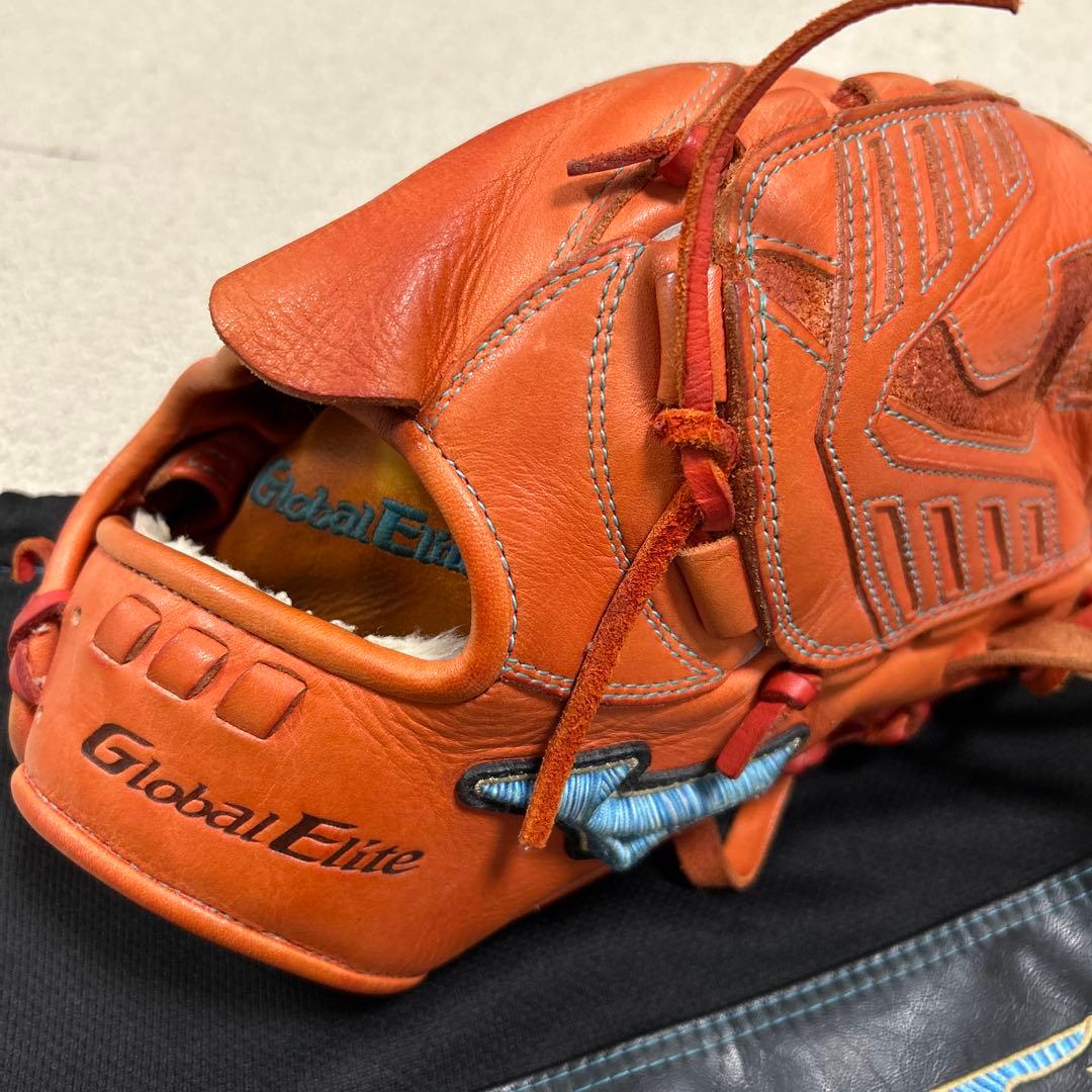 【ミズノ】グローバルエリート軟式投手用　グラブ　ダイバーシティブルー　専用袋付き