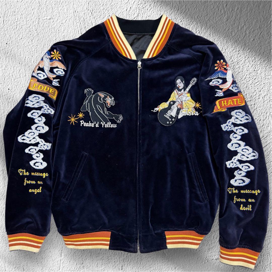 【別珍スカジャン】　PEAK'D YELLOW ピークドイエロー　42【L】