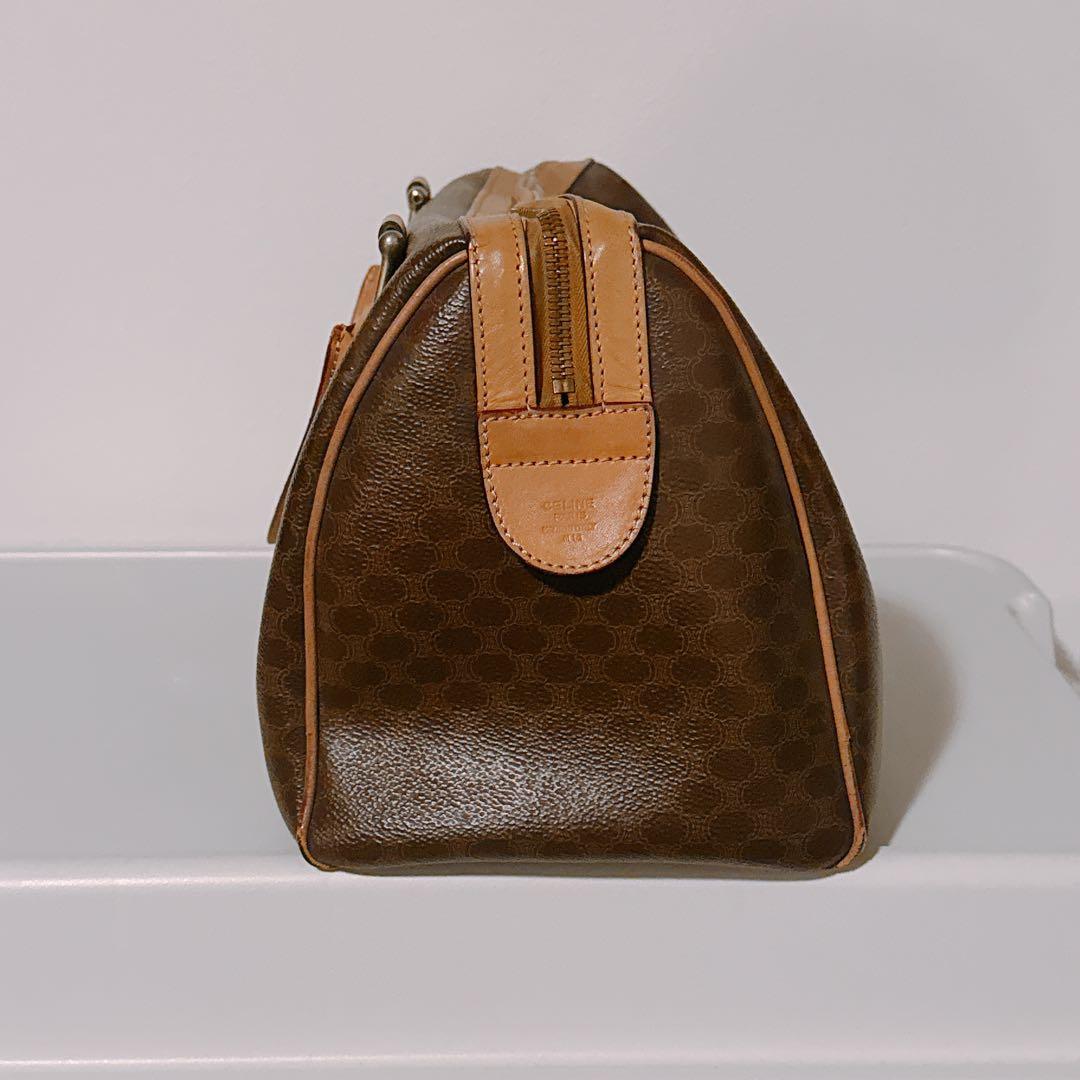 美品　オールドセリーヌ　ボストンバッグ　ハンドバッグ　ブラウン　マカダム柄