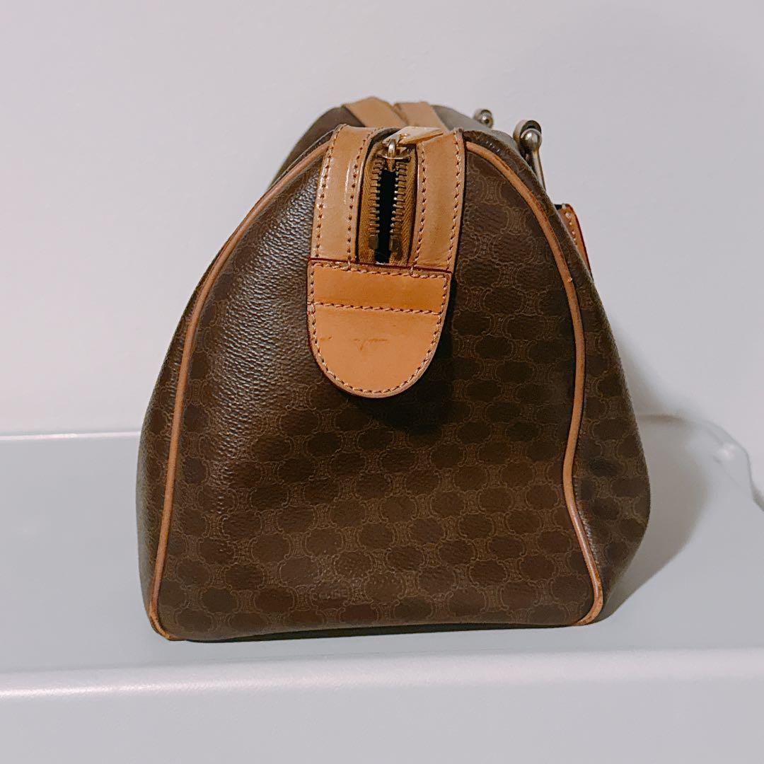 美品　オールドセリーヌ　ボストンバッグ　ハンドバッグ　ブラウン　マカダム柄