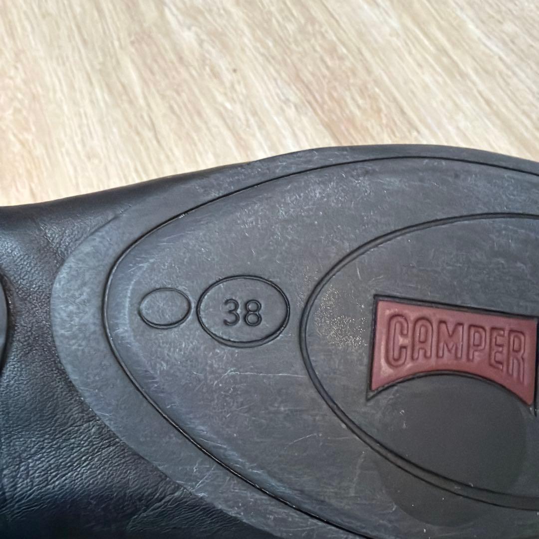 camper ブラックレザー サイドゴアブーツ