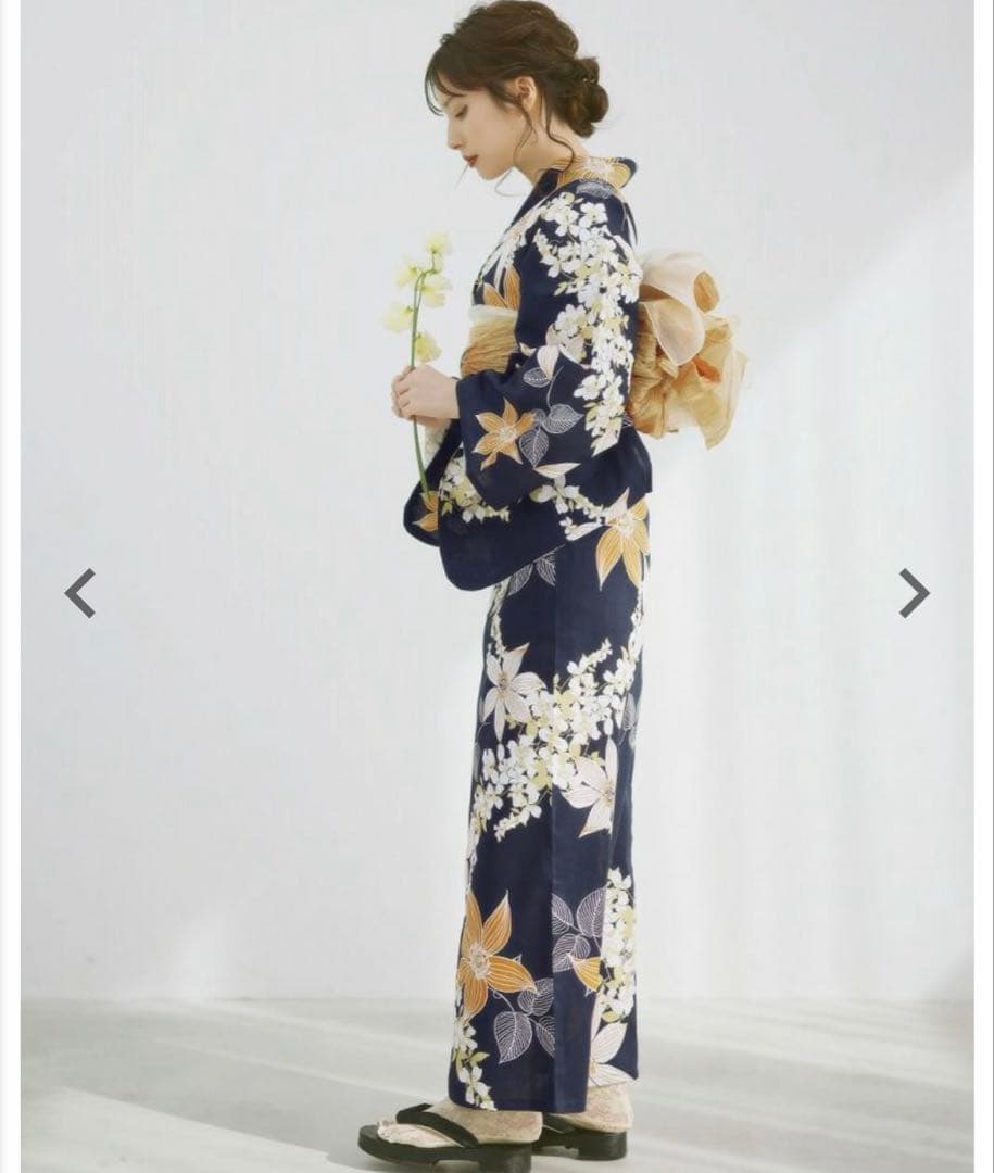 DITA 2025 浴衣 着物 帯 下駄3点セット F 幻想鏡花水月(柑橘)