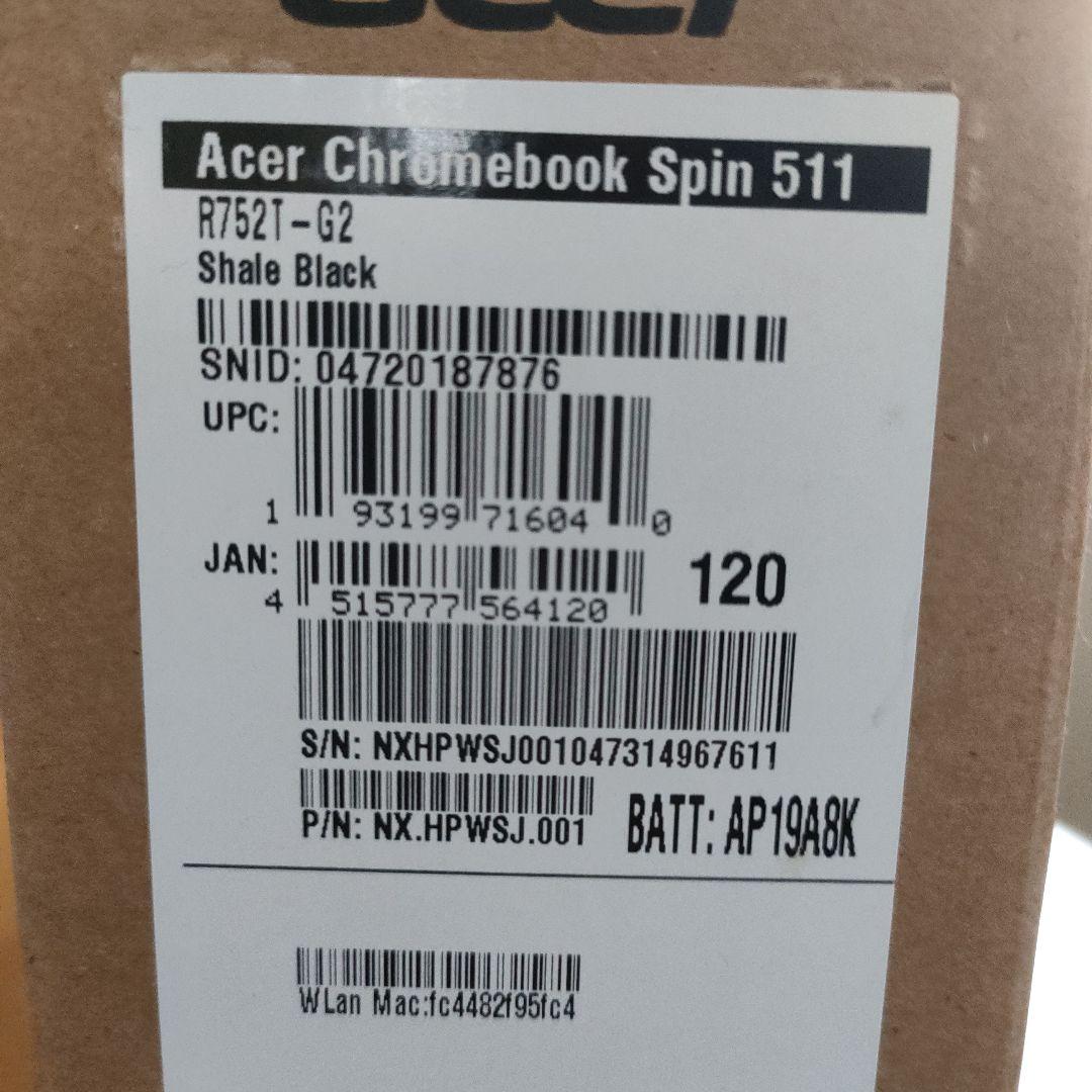 【美品】acer Chromebook spin511 ブラック