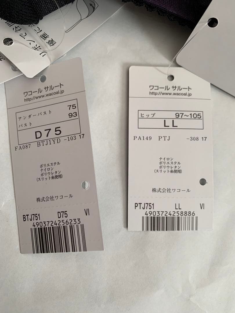 ワコール　サルート　ブラジャー＆ショーツ　セット　D75&LL BTJ751