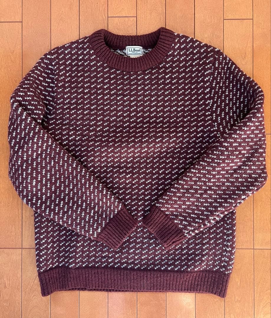 LL Bean バーズアイセーター M バーガンディ