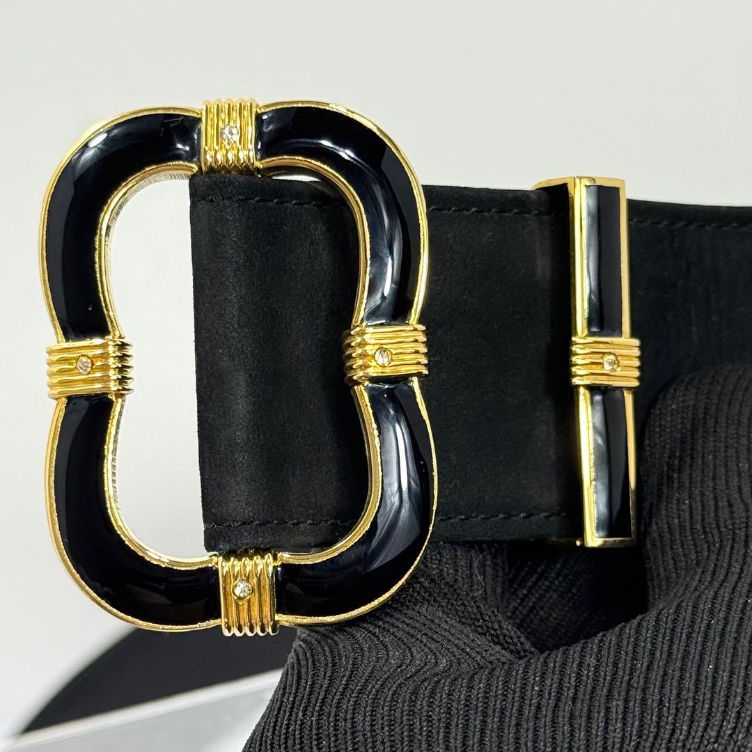 【vintage Dior】スエード ベルト ゴールド　ストーン 00s Y2K