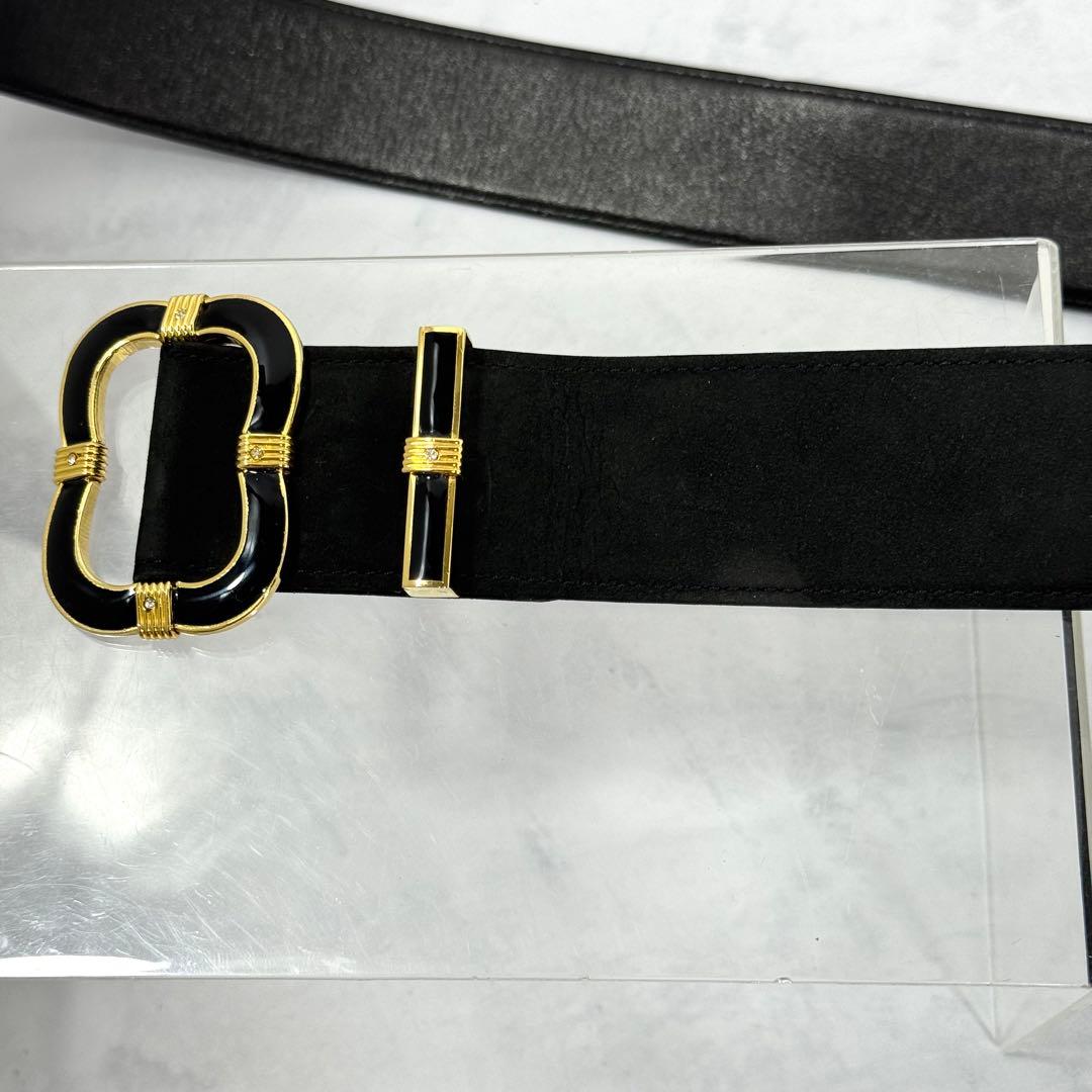【vintage Dior】スエード ベルト ゴールド　ストーン 00s Y2K