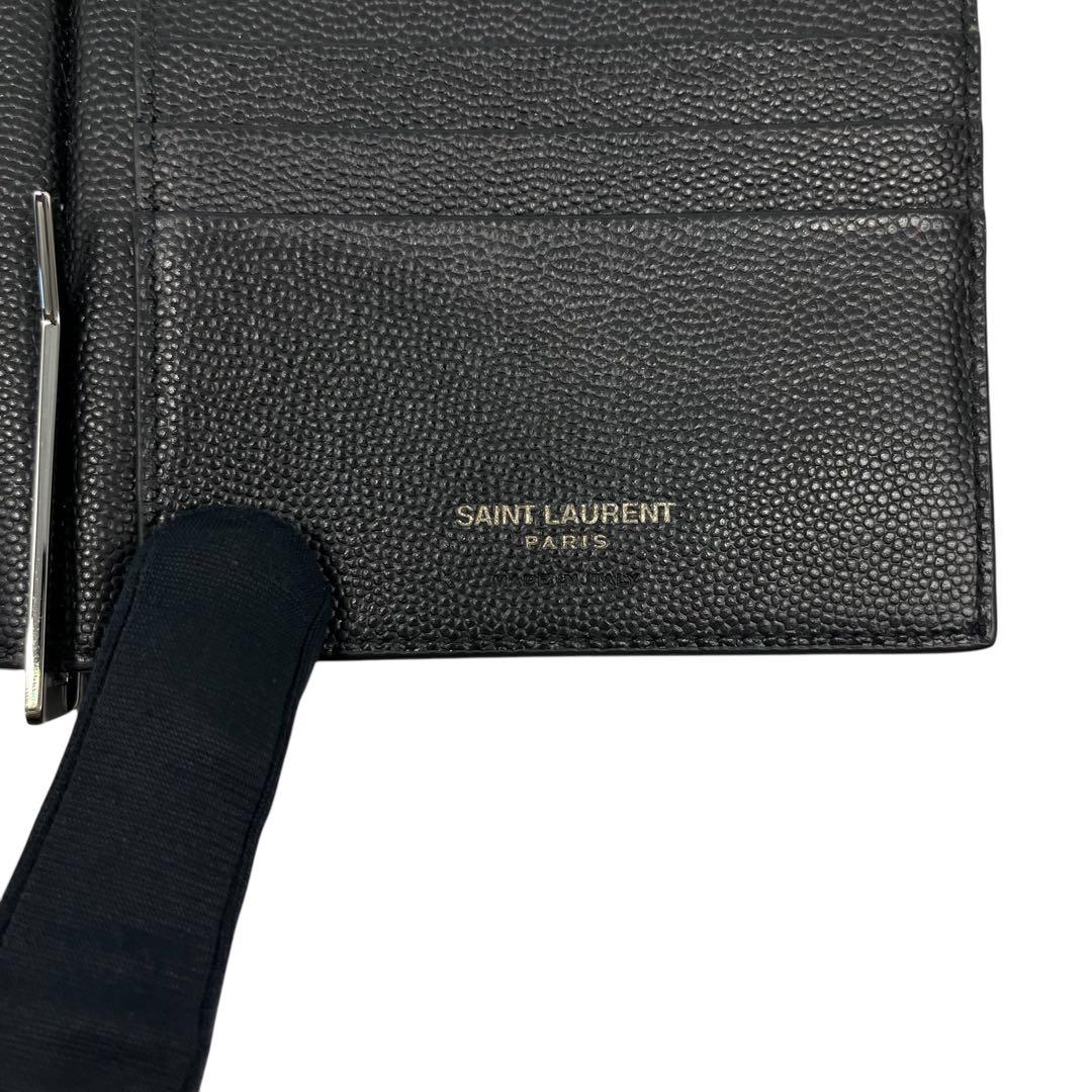 新品級✨サンローラン マネークリップ YSL キャビアスキン 札入れ ブラック