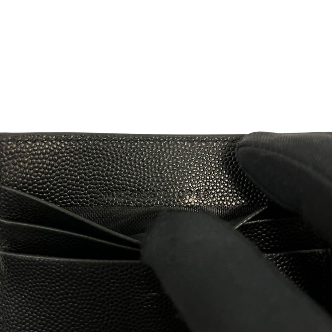 新品級✨サンローラン マネークリップ YSL キャビアスキン 札入れ ブラック