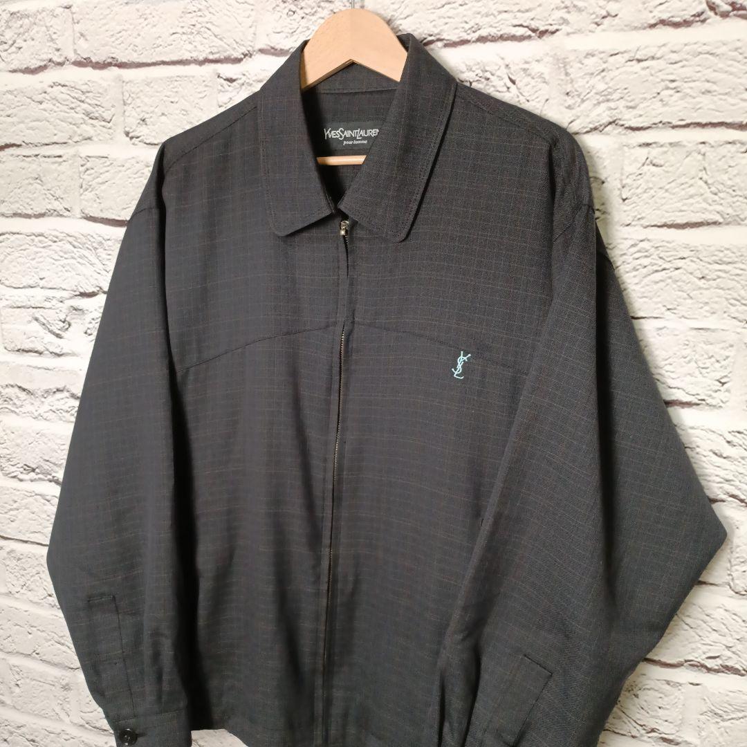 訳有■YVESSAINTLAURENT pour homme チェック柄ブルゾン