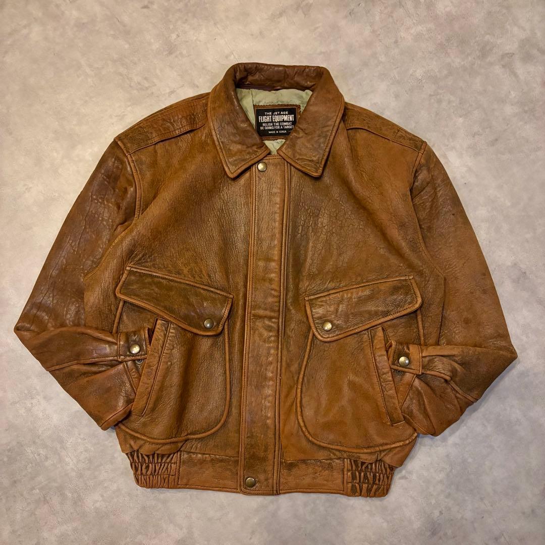 雰囲気◎ G-1 フライトレザージャケット ブラウン 襟ボア L