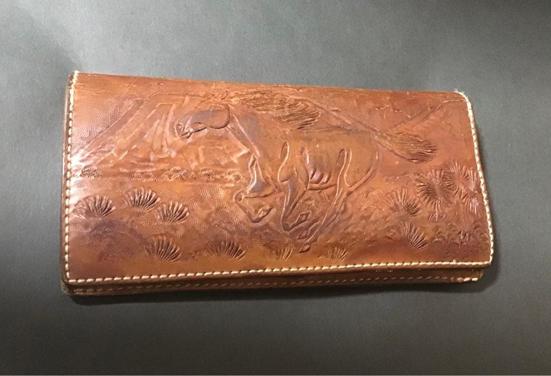 [希少品] TADY本人手彫り(TADY&KING)馬レザー長財布一点物