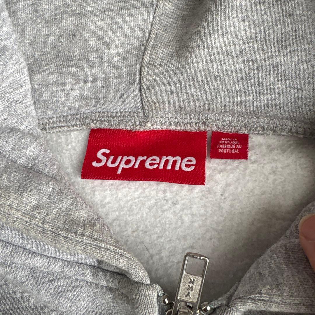 Supreme Sロゴ ジップアップパーカー グレー