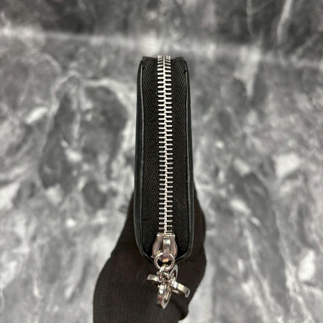 グッチ 長財布 GG シマ ラウンドジップ レザー インターロッキング チャーム