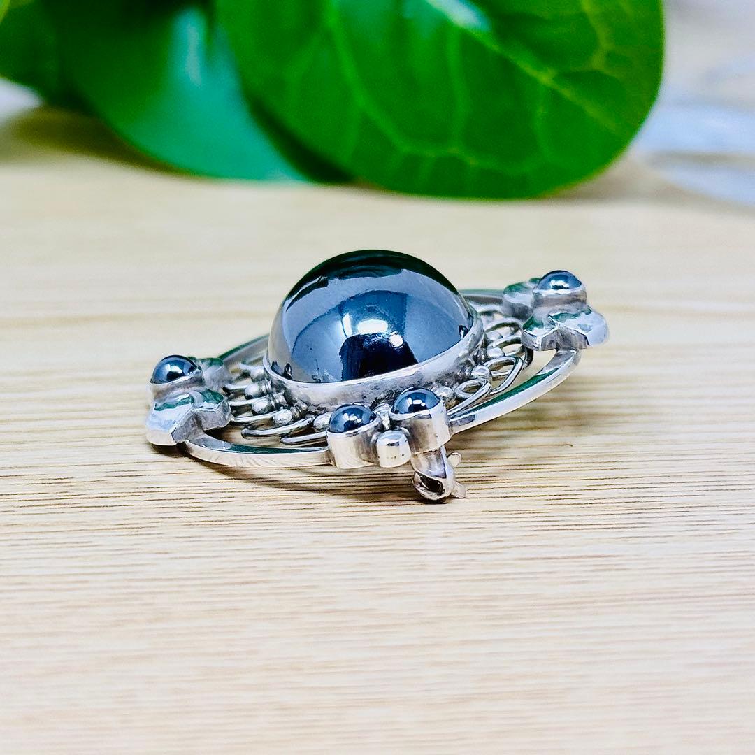   91 ヘマタイト　シルバー　ブローチ　925S